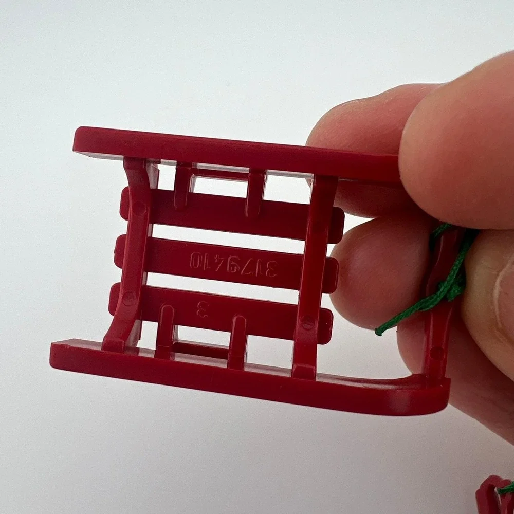 Vintage Playmobil Red Sled w Pull Rope Winter Christmas Accessory 1980s